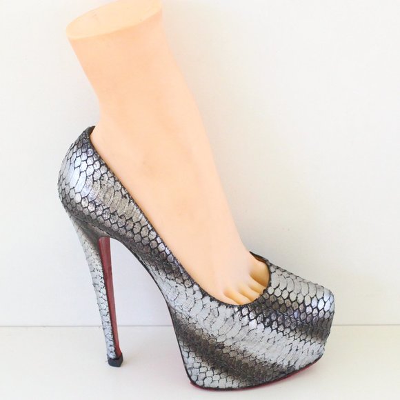 Christian Louboutin Silver Daffodile Python Platfo - Picture 1 of 10